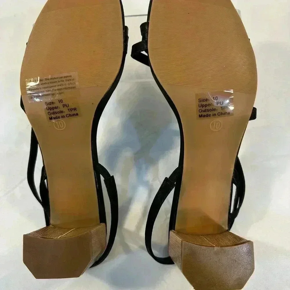 Olivia Miller Black Strappy Slingback Sandals size 10